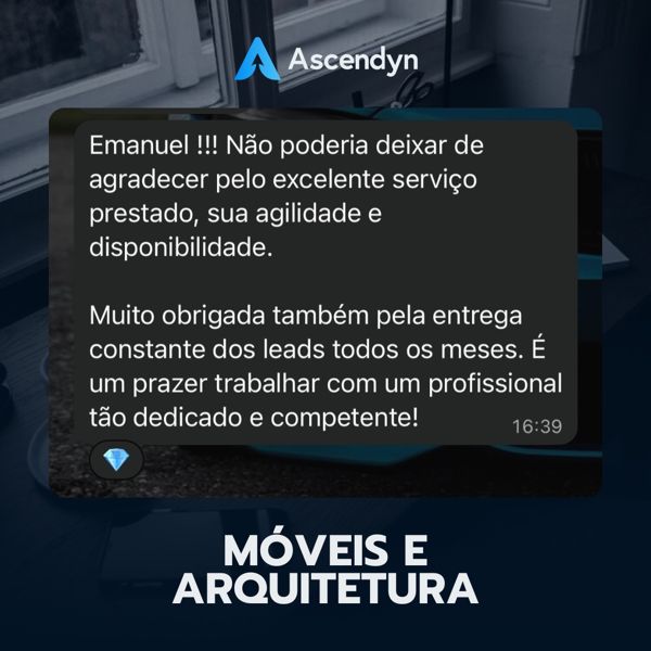 Depoimento de cliente no WhatsApp, móveis e arquitetura